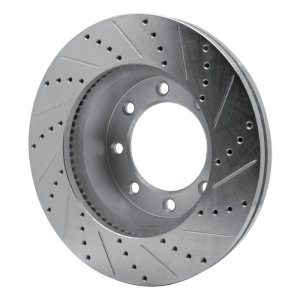 Ford F-350 Super Duty Brake Rotor (1) - Front Left - R1 Concepts - Drilled & Slotted - Silver - `12-`25